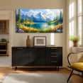 thumbnail image 3 of Landscape Wall Art for Living Room Mountain Lake Large Painting Art Prints Spring Nature Artwork Flowers Pictures for Bedroom Dining Room Modern Farmhouse - 29"x57", 3 of 7