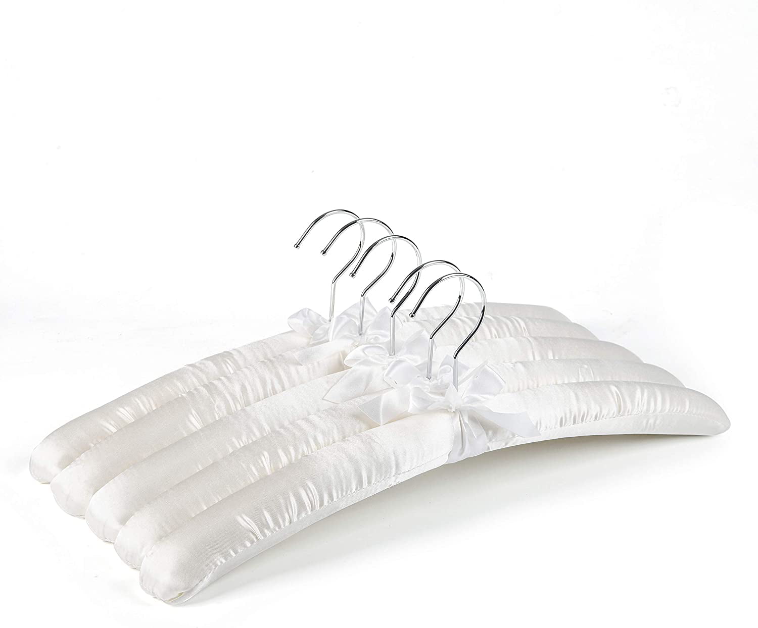 Clothes Hangers Coat Ivory Satin Padded Soft Cushioned Wedding Dress 5Pack 