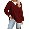 thumbnail image 1 of Swstbby Soldes d'Automne! Hauts d'Automne pour Femmes Grande Taille, Chandail à Capuchon Décontracté à Manches Longues Col Rond pour Femmes Vin m, 1 of 4