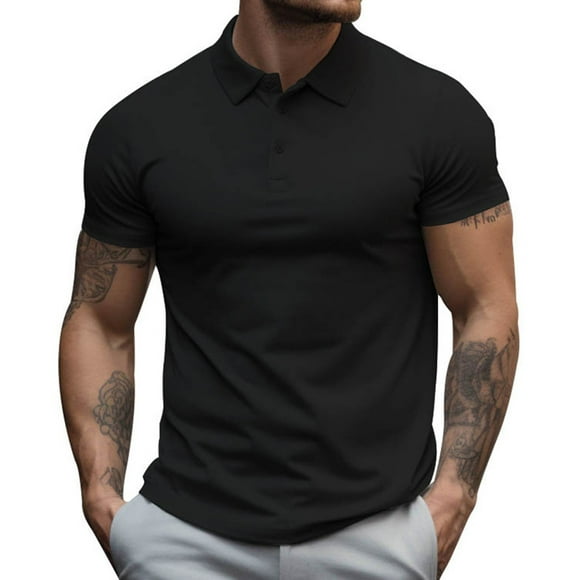 Cathalem Mens Golf Polo Shirts Midweight Men's Shirt,Black XL