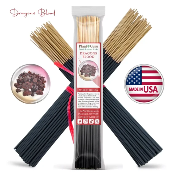 Dragons Blood Exotic Incense Sticks 11 Inch - Bulk 1 Bundle 85 to 100 Sticks - Natural 11" Long Lasting Aroma That Burns for 45 to 60 Minutes.