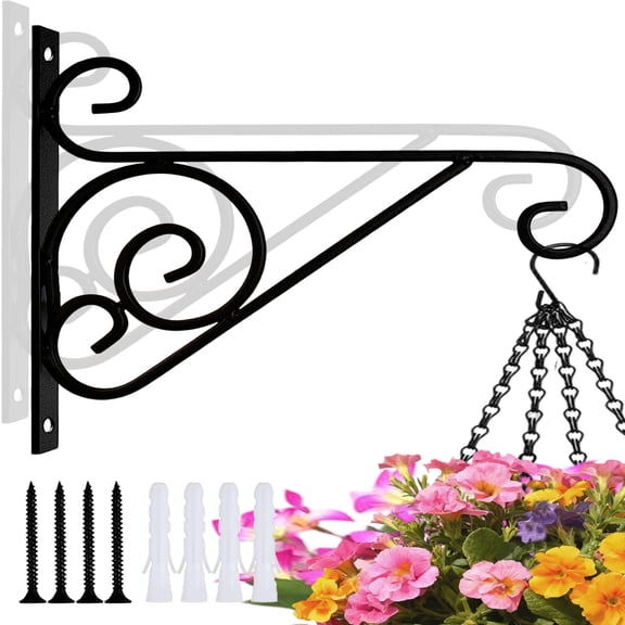 ZEECER Outdoor Hanging Bracket, 12-inch Rust-Proof Hanging Basket Bracket, Wall Mount Plant Hangers Outdoor Indoor Hanging Plant Hooks for Hanging Baskets Plant Lantern Bird Feeder 2 Pack