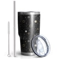 thumbnail image 2 of 30oz Black Gold Zodiac Sun Moon Pattern Tumblers Stainless Steel Tumbler with Lid and Straw,Vacuum Insulated Double Wall Travel Tumbler Cups Mug with Cleaning Brush for Coffee,Tea, 2 of 7