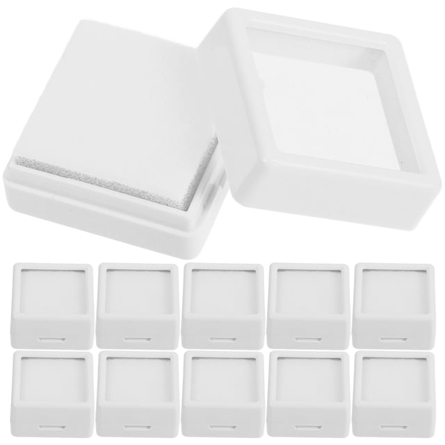 SHISUYAN 12pcs Gemstone Display Box Jewelry Box Container With Clear Top Lid For Jewelry Coins Crystal Beads Accessories Display