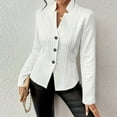 thumbnail image 7 of Women's Simple Hoodless Solid Color Casual Long Sleeve Button Jacket Top​​, 7 of 7