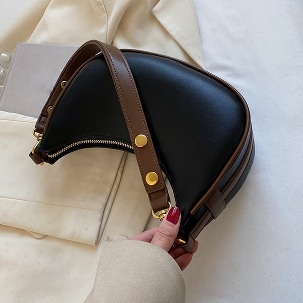 Bolsa Para Las Axilas Bolso de media luna para mujer, Bolso Retro de lujo de cuero PU, Bolso para axila, Bolso de media luna para mujer
