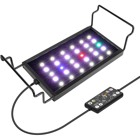 0.5-3 Gallon Small Aquarium LED Light for Fish Tank Full Spectrum Lighting with 24/7 Day-Night Cycle & Auto On/Off Timer, Adjustable Brightness, 7 Colors Options, Extendable Bracket Plant Light