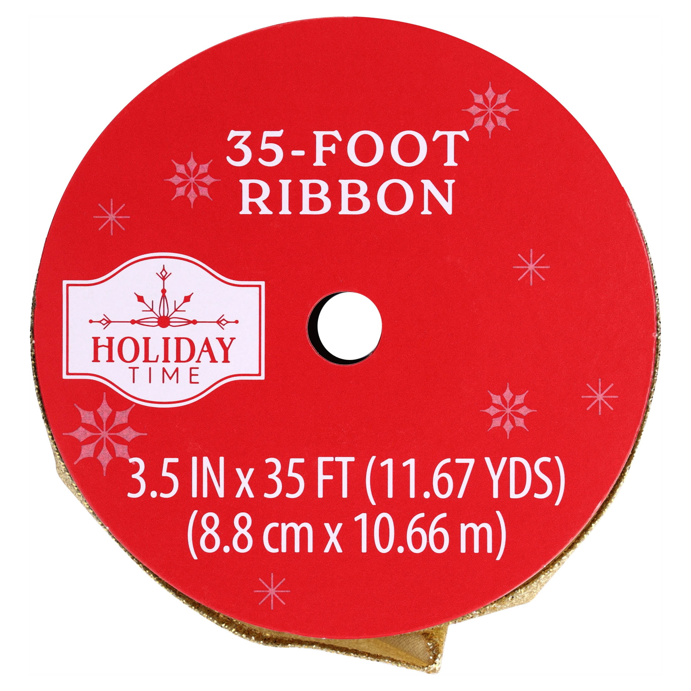 Gold Glitter Christmas Ribbon, 3.5" x 35', by Holiday Time