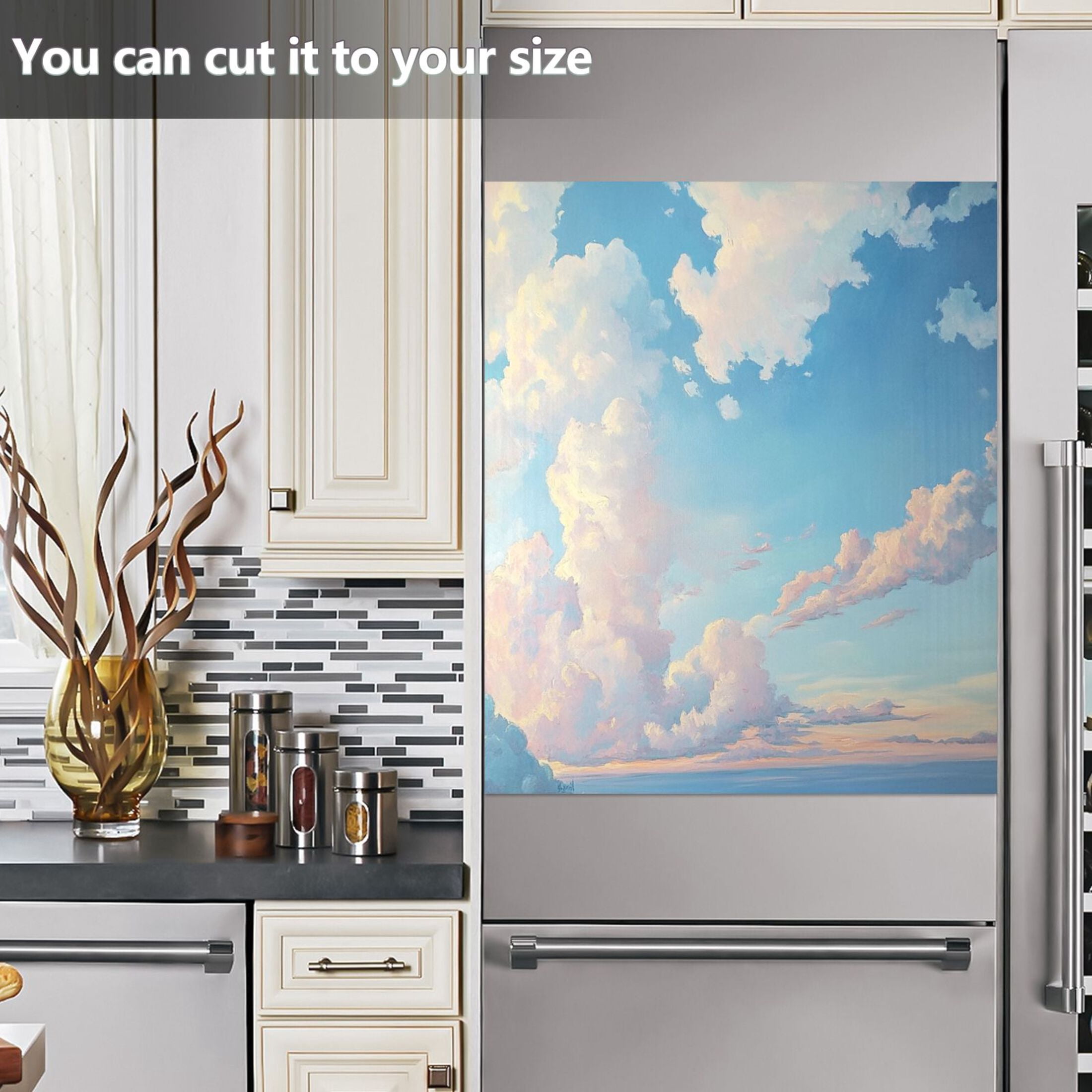 Dishwasher Magnetic Sticker 23x26 Inch Refrigerator Magnetic Sticker Washing Machine Magnetic Sticker Kitchen Panel Magnetic Sticker Home Decor Pretty Blue White Clouds