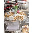 thumbnail image 5 of Outdoor Tablecloths with Umbrella Hole & Zipper, Geometric Flower Round Tablecloth 54 Inch, Vintage Country Floral Orange Grey on Linen Waterproof Table Cloth, Patio/Pool/Picnic Table Covers, 5 of 8