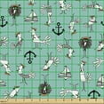 thumbnail image 2 of Ambesonne Marine Fabric by the Yard Upholstery, Sailor Birds Boats Anchors, 1 Yard, Seafoam Grey, 2 of 5