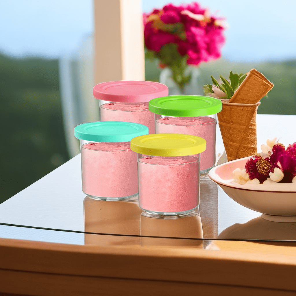 GOHOHOF Ice Cream Pint Containers for Ninja Creami Pints and Lids - 4 Pack  Extra Replacement Pints for Ninja Creami NC301, NC300, CN301CO, CN305A