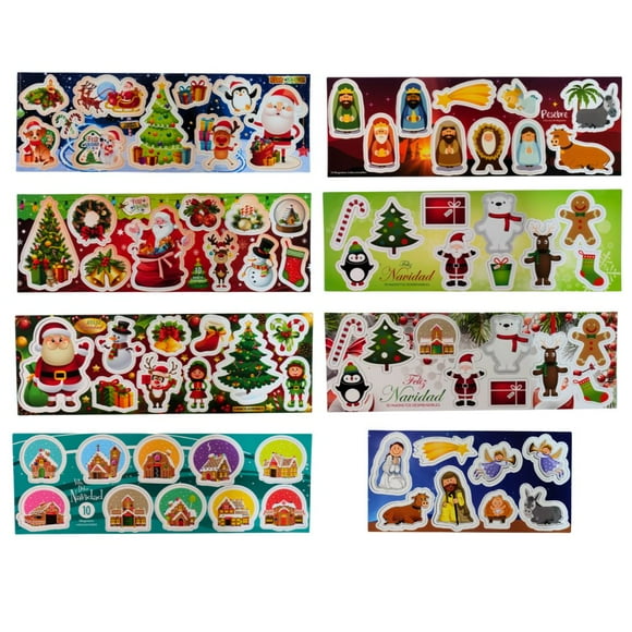 Pack 8 Planillas Magnéticas De Figuras Desprendibles Navidad