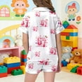 thumbnail image 6 of Kids Girls 67 Pajama Button Short Sleeve Shorts Two Piece Silk Sleepwear Children Valentine's Day Nightwear Outfit for Kids Cozy Loungewear, 6 of 6