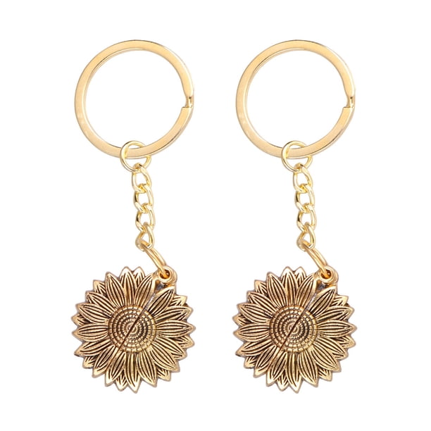 2 llaveros "You Are My Sunshine" con forma de girasol y doble capa para el hogar (dorado)