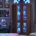 thumbnail image 5 of Homieasy 70'' Tall Corner Pantry Cabinet, L Shaped Kitchen Hutch Cabinet with LED Lights, Glass Doors & Adjustable Shelves, Storage Cabinet for Dining, Kitchen, Closet, Walnut, 5 of 7