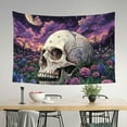 thumbnail image 3 of ZFLMY Skull Flowers Moon Polyester Wall Art Tapestry for Bedroom Living Room Decor, Decorative Wall Hanging, Various Sizes Available 60x40in, 3 of 7