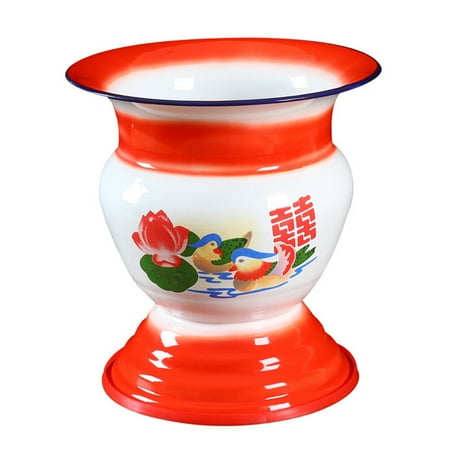 

NUOLUX 1Pc Enamel Spittoon Convenient Toilet Vintage Chinese Style Spittoon for Home