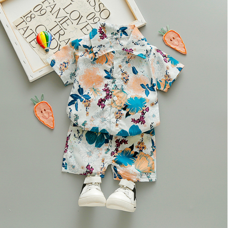 

SXVZBH Baby Boys Summer Clothes Set Short Sleeve Turn-down Collar Shirt+Shorts