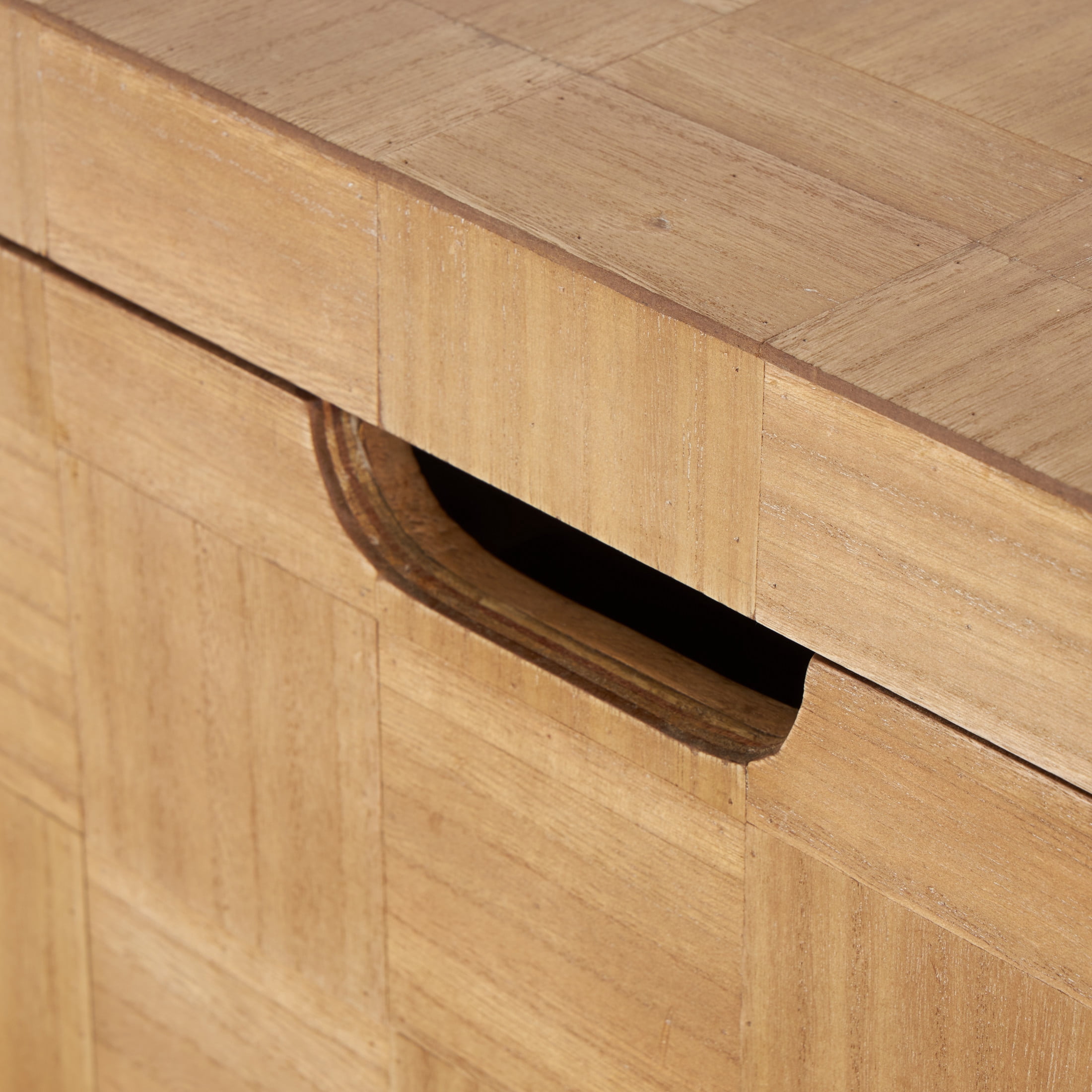 DecMode 28" x 16" Brown Wood Handmade Trunk with Black Metal Accents and Square Patterns, 2-Pieces