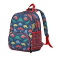 thumbnail image 2 of Nature Dino Art Student Backpack – Roaring Baby Dinosaur Print with Watercolor Flowers, Abstract Planets, and Jungle Illustration, 2 of 5