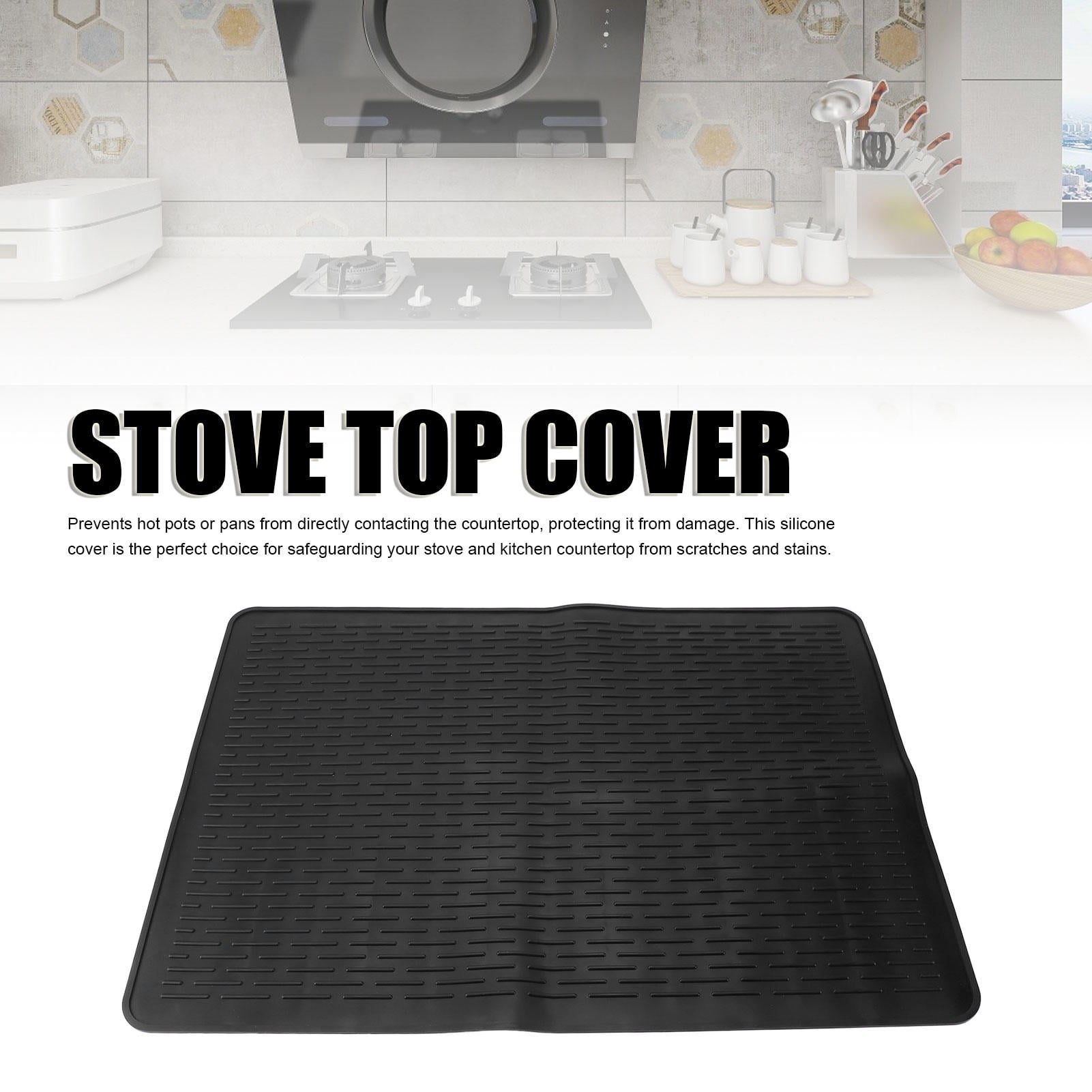 YAHHU Silicone Stove Top Cover Heat‑Resistant Anti‑Slip Kitchen Mat with Wide Rib Design