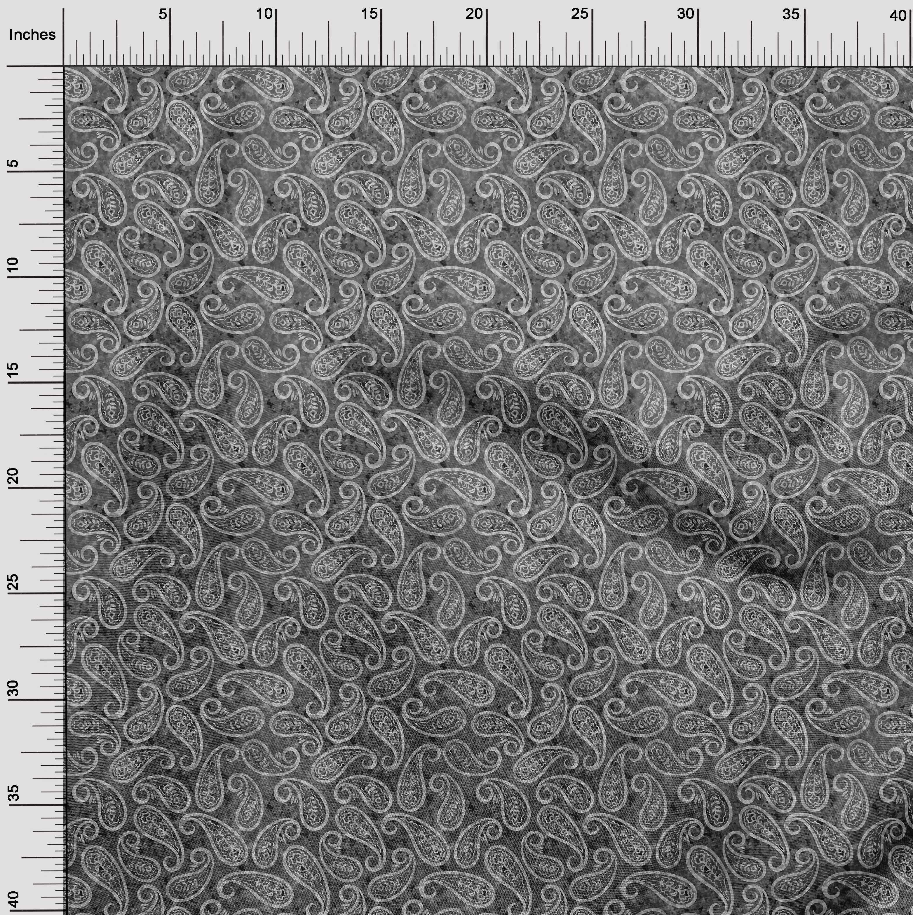 oneOone Cotton Jersey Gray Fabric Paisleys Craft Projects Decor Fabric Printed By The Yard 58 Inch Wide