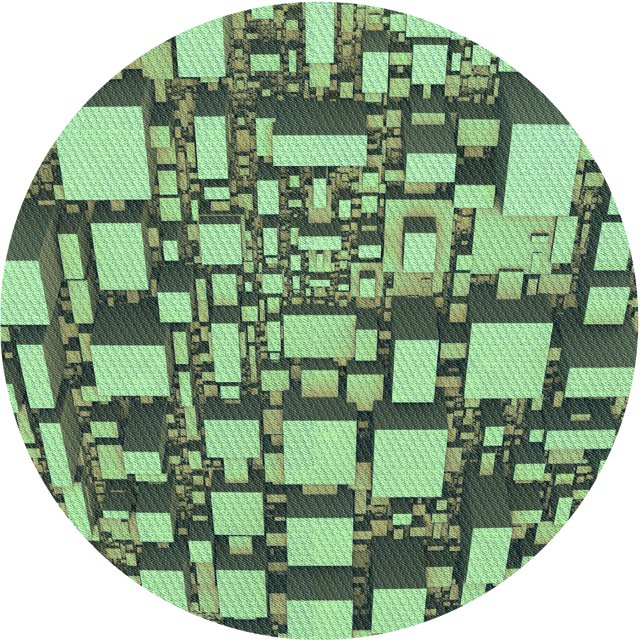 Ahgly Company Machine Washable Indoor Round Transitional Medium Forest Green Area Rugs, 5' Round