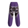thumbnail image 5 of Ceisia Men's Loose Straight Leg Casual Pants Angry Cat Print Elastic Drawstring Waist Multi-Color Beach Vacation Pants Purple XXL Gifts, 5 of 5