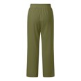 thumbnail image 4 of Women Drawstring Waist Wide Leg Pants High Waisted Wide Leg Pants Fashion Drawstring Elastic Women (Army Green #4, L), 4 of 5