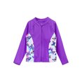 thumbnail image 6 of YONGHS Girls 3 Piece Rash Guard Tankini Set Floral Bikini with Long Sleeve Zip Shirt Swimwear Bathing Suit Purple-B 12, 6 of 7