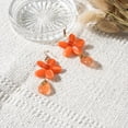 thumbnail image 3 of Romantic Orange Quartz Floral Teardrop Brass Earrings, 3 of 4