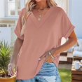 thumbnail image 6 of Womens Summer Tops Short Dolman Sleeve Shirts 2025 Fashion V Neck Outfits Clothes Pink L, 6 of 9