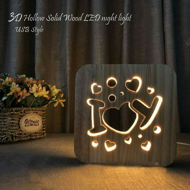 Xihbxyly En oferta o liquidación Lámpara de mesa con luz de noche de madera para dormitorio con LED y carga USB