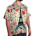 thumbnail image 2 of Eiffel Tower Valentine's Day Men's Hawaiian Button Down Short Sleeve Casual Printed Summer Beach Unisex Shirt, 2 of 6