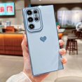 thumbnail image 3 of Compatible with Samsung Galaxy S23 Ultra 5g 6.8" Phone Case Luxury Plating Cute Love Heart Cover Full Camera Protection Soft Silicone Shockproof Bumper with Side Hearts Pattern (Blue), 3 of 11
