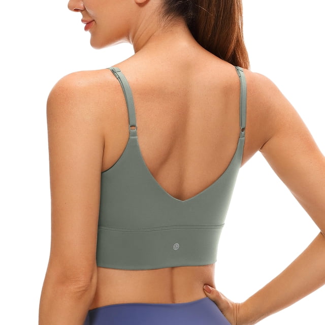 Top deportivo CRZ YOGA ajustable con espalda en V y corte largo en gris salvia M