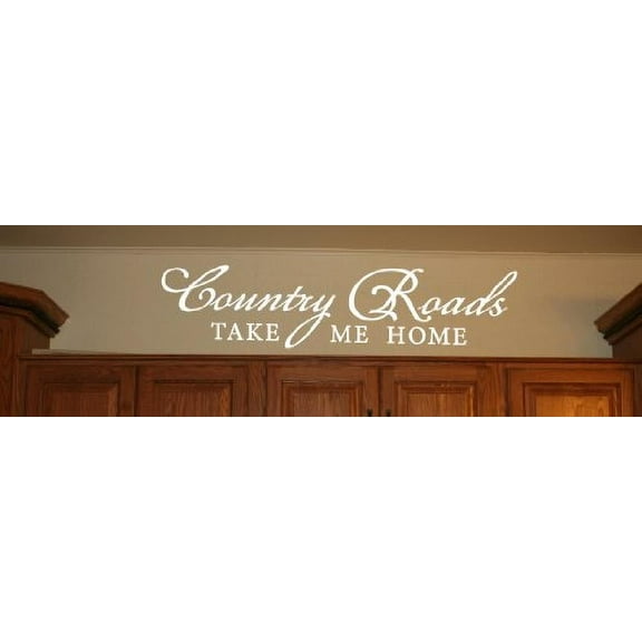 Farmhouse Decor Country Roads Take Me Home Wall Decals Vinyl Sticker 32x7.5 White