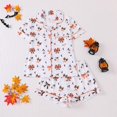 thumbnail image 3 of Halloween Pajamas Women 2026, Cute Satin Ghost Pumpkin Print Short Sleeve Button Top and Shorts Matching Sleepwear Pajamas, 3 of 5