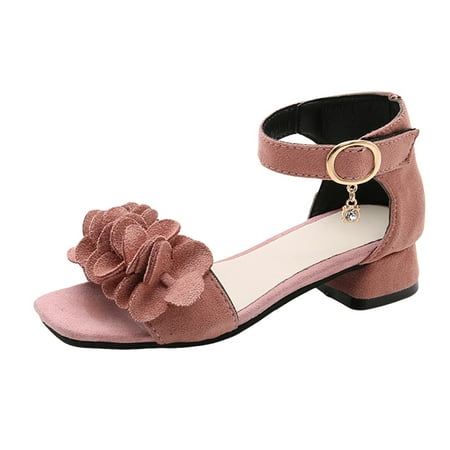 

LUOGENLI Slippers Slippers for Girls Size 3.5 Big Kids Children Shoes Thick High Heeled Sandals Fashion Small High Heeled Flower Princess Sandals Slippers for Girls 10-12 Years Old 34