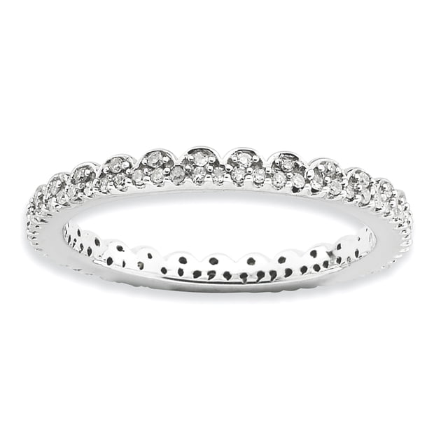 925 Sterling Silver Diamond Stackable Ring Fancy