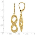 thumbnail image 2 of 14k Solid Yellow Gold Polished Textured Infinity Leverback Earrings 45.18x10.75mm Wide Stud Earring for Women, 2 of 2