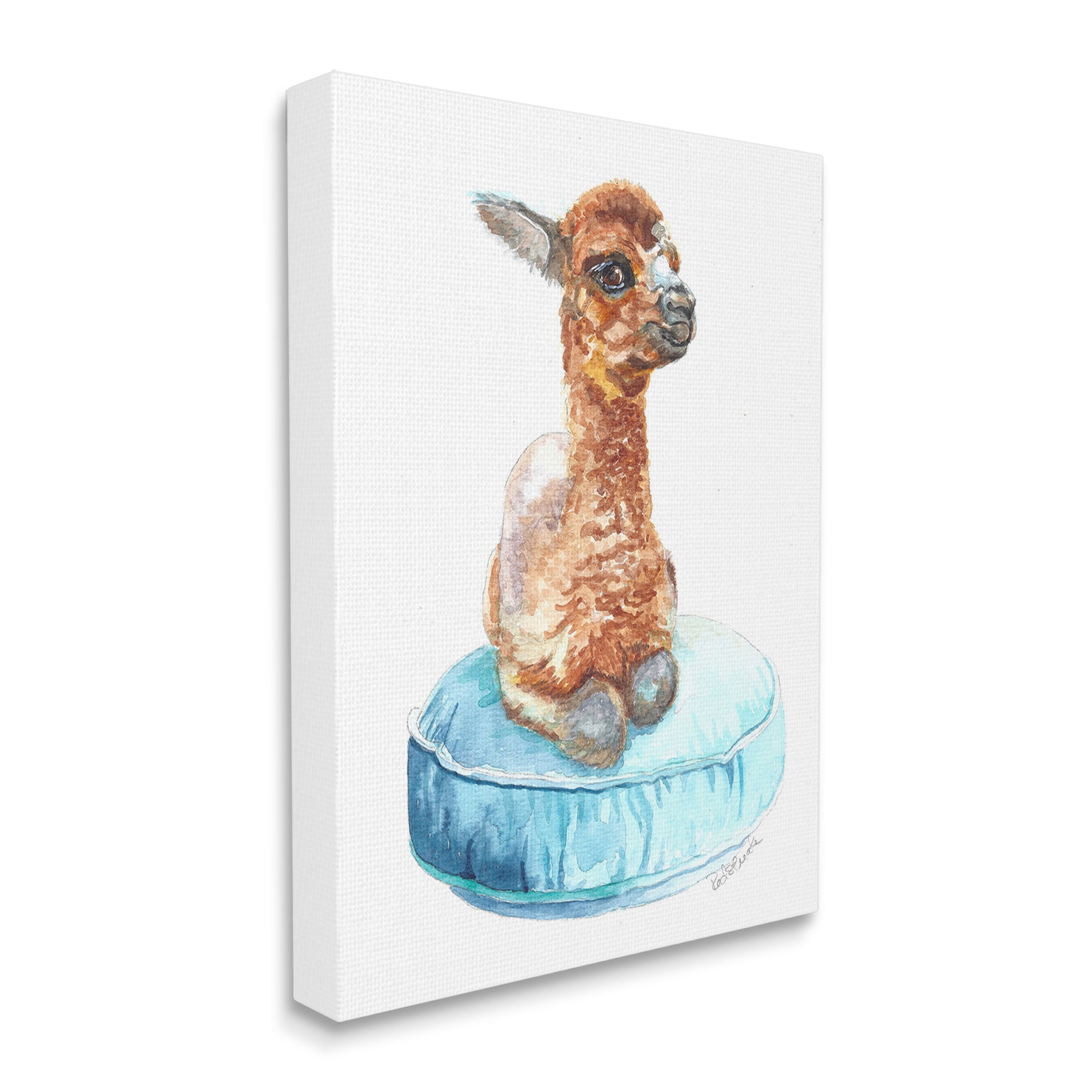 Stupell Industries Baby Goat on Pillow Animals & Insects Painting Gallery Wrapped Canvas Art Print Wall Art, 36 x 48