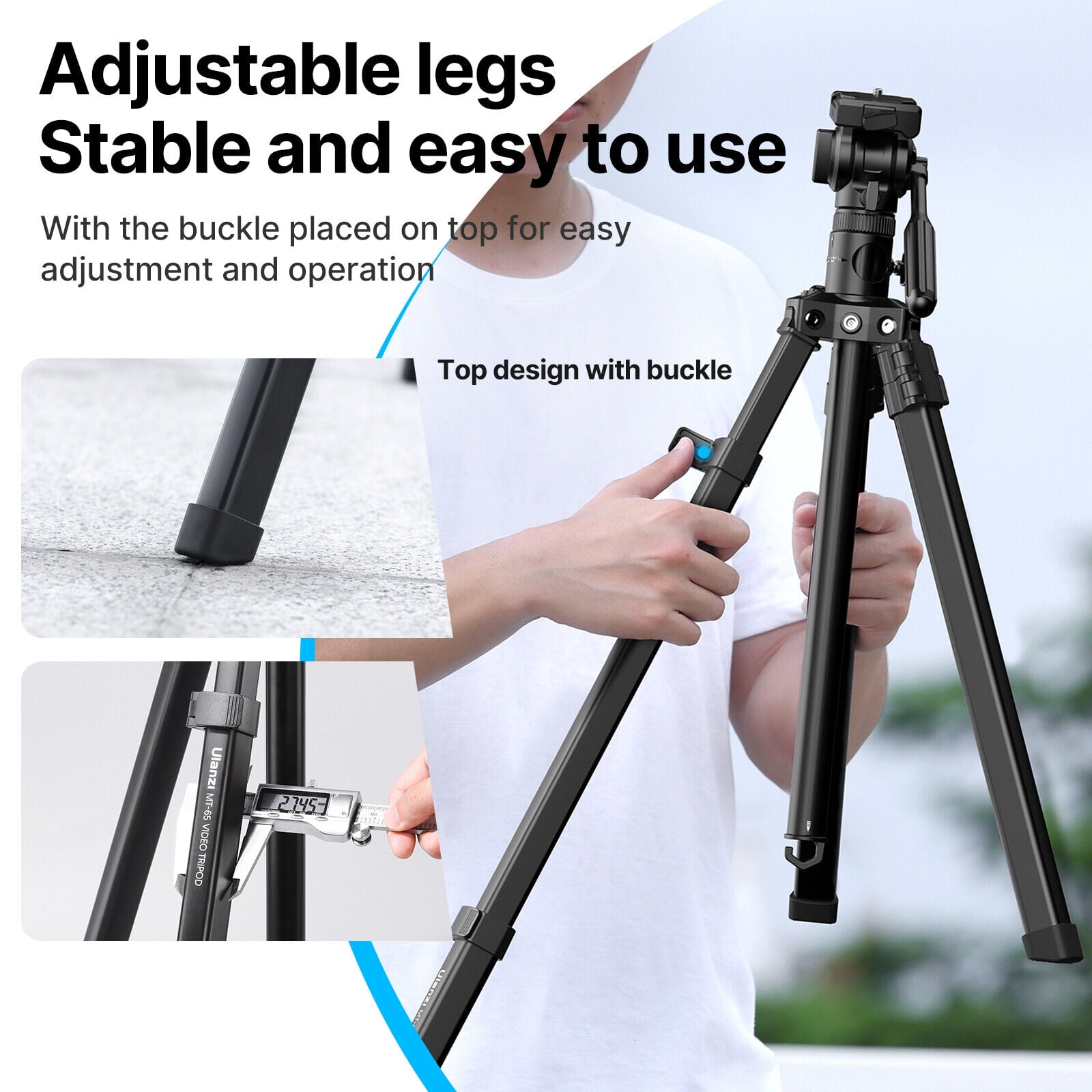 Ulanzi MT-65 Professional Horizontal Tripod Bluetooth Remote 69.3" Telescopic Aluminum Tripod with 360° Ball Head Phone Mount and Center Column Extension for DSLR Mirrorless Cameras and Smartphones