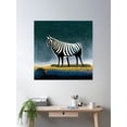 thumbnail image 2 of Zebra On A Moonlit Night Poster Wall Art, Modern Wall Decor For Living Room Bedroom, 17x17 UNFRAMED, 2 of 3