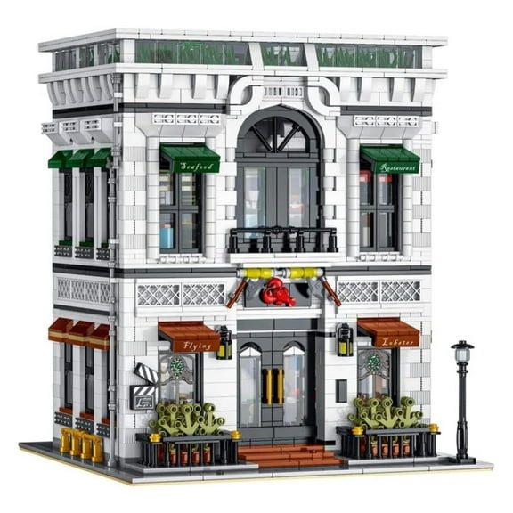 General Jim’s Toys & Bricks Flying Lobster, 3-Level Seafood Restaurant Modular Building Set, Hobby Display
