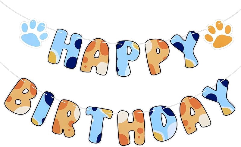 Blue Dog Birthday Party Backdrop Decorations - Balloon Banner Photo Background For Kids Theme Party