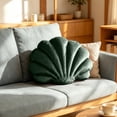 thumbnail image 4 of Partheme 15x11 in Soft Velvet Seashell Throw Pillow,Lint Free Shell Shape Cushion Decorative Accent for Sofa Couch Bed Living Room.Mother’s Day Coastal Gift and Beach House Decor Essential,Army Green, 4 of 6