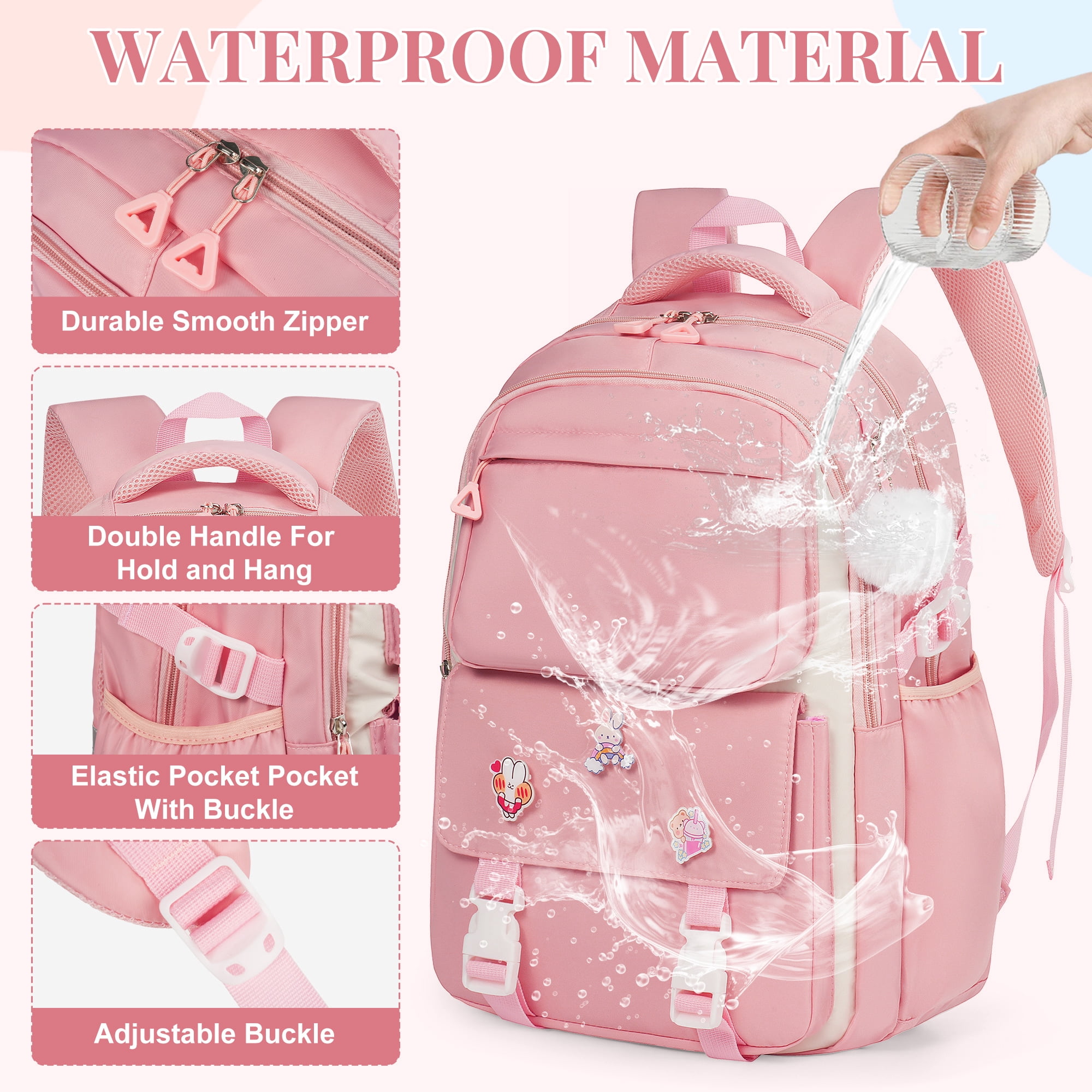 DAKIMOE Kids Backpack School Backpacks for College Cute Girl Middle High School Bookbag Large Capacity Lightweight Waterproof Daypack for Teens Students