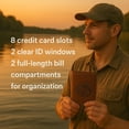 thumbnail image 4 of MARSHAL Genuine Leather RFID Blocking Bass Fish Wallet for Men  Bifold & Trifold Fishing Wallets with Debossing Design Trifold Brown, 4 of 9
